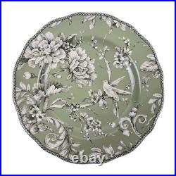 222 Fifth Adelaide Sage Green 10.75 & 8.5 Dinner Plate Set of 8 NEW Free Ship