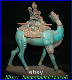 22Old China Dynasty Tang SanCai Porcelain People Ride Camel llama Animal Statue
