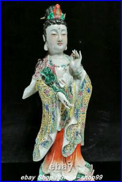 22.8 Old China Famille Rose Porcelain Ruyi Kwan-Yin Guan-Yin Goddess Statue