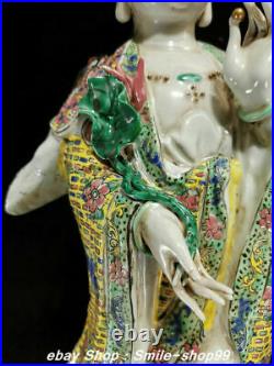 22.8 Old China Famille Rose Porcelain Ruyi Kwan-Yin Guan-Yin Goddess Statue