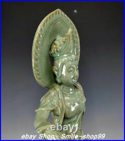 22.8 Old Song Dynasty Ru Kiln Porcelain Free Kwan-yin Guanyin Goddess Statue
