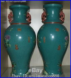 22 Color Porcelain Peony Flower Bird Vase Kettle Pitcher Jar Bottle Statue Pair