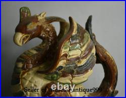 23CM Old Chinese Tang Sancai Porcelain Feng Shui Phoenix Bird Beast Statue