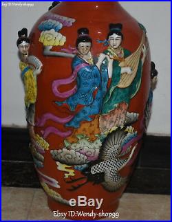 23 Wucai Porcelain Cranes Bird Beauty Belle Fairy Flower Vase Bottle Flask Pot