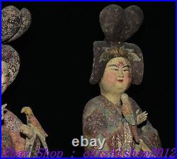 25 Old Tang Dynasty Pottery Porcelain Painting Beauty Belle Bird Statue Pair