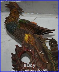 25 Old Wucai Porcelain Auspicious Phoenix Phenix Fenghuang Bird Animal Statue