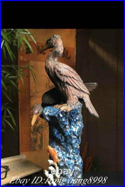 26.7 Old China Wu Cai Porcelain Pottery Animal Duck Vulture Eagle bird Statue