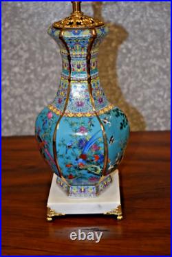 26 Qlty Chinese Porcelain Jingdezhen Vase Lamp Hex Bird/flower Chin-lung Style