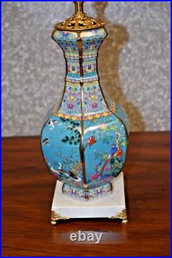 26 Qlty Chinese Porcelain Jingdezhen Vase Lamp Hex Bird/flower Chin-lung Style