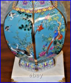 26 Qlty Chinese Porcelain Jingdezhen Vase Lamp Hex Bird/flower Chin-lung Style