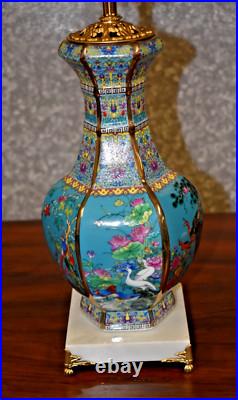 26 Qlty Chinese Porcelain Jingdezhen Vase Lamp Hex Bird/flower Chin-lung Style