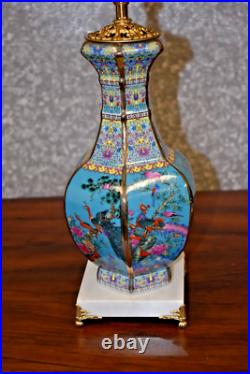 26 Qlty Chinese Porcelain Jingdezhen Vase Lamp Hex Bird/flower Chin-lung Style