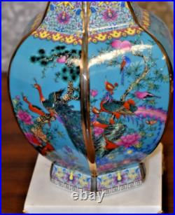 26 Qlty Chinese Porcelain Jingdezhen Vase Lamp Hex Bird/flower Chin-lung Style