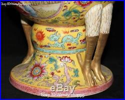 27 Enamel Porcelain Peach Crane Bird Beauty Woman Kid Tank Pot Jar Crock Pair