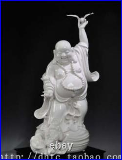 27 Top Dehua White Porcelain Bird Golden Toad Spittor Maitreya Buddha Statue
