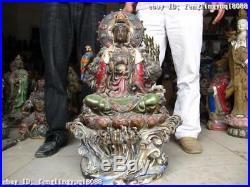 28Large Classic WuCai porcelain bamboo & Bird Kwan-Yin Guan Yin Buddha statue