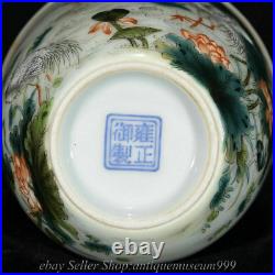 2.8 Marked Chinese Famille rose Porcelain Lotus Cranes Bird Water Cup Pair