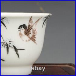 2.8 Rare China Porcelain Republic of China Ink color bird pattern cup