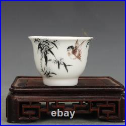 2.8 Rare China Porcelain Republic of China Ink color bird pattern cup