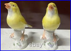 2 Antique MEISSEN Yellow Canary Bird Figurines Crossed Sword Mark GERMANY Rare