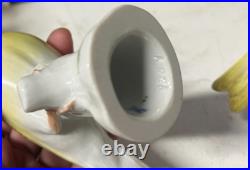 2 Antique MEISSEN Yellow Canary Bird Figurines Crossed Sword Mark GERMANY Rare