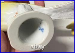 2 Antique MEISSEN Yellow Canary Bird Figurines Crossed Sword Mark GERMANY Rare