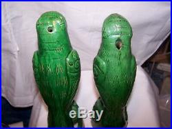2- Chinese Porcelain Parrot incense Figurine Figure Famille Verte Ceramic