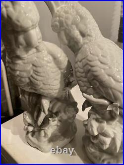2 Life-Size White Cockatoo Porcelain Parrot Bird Statue Figures 17