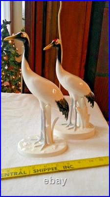 2 Noritake Nippon Red Crowned Crane 11 Bone China Bird Figurine Mint Condition