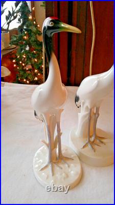 2 Noritake Nippon Red Crowned Crane 11 Bone China Bird Figurine Mint Condition
