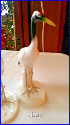 2 Noritake Nippon Red Crowned Crane 11 Bone China Bird Figurine Mint Condition