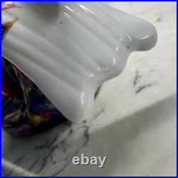 2 Vintage Chinese Porcelain Dove Bird Figurines with Tobacco Leaf Design