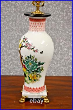 32 Chinese Porcelain Vase Lamp Red Phoenix Jingdezhen White Marble Base