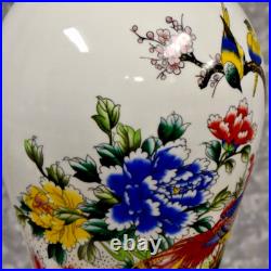 32 Chinese Porcelain Vase Lamp Red Phoenix Jingdezhen White Marble Base