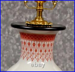 32 Chinese Porcelain Vase Lamp Red Phoenix Jingdezhen White Marble Base
