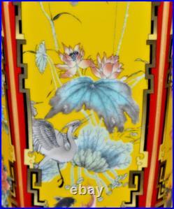 32 High End Chinese Porcelain Jingdezhen Hex Vase Lamp Red/gold