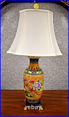 32 High End Chinese Porcelain Jingdezhen Vase Lamp Golden Phoenix