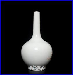 38CM Qianlong Signed Antique Vitriol Porcelain Vase with bird