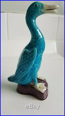 3 Mid Century Chinese Republic Period Export Porcelain Turquoise Duck Figurines