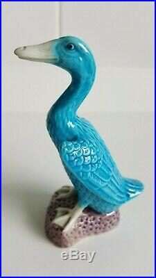 3 Mid Century Chinese Republic Period Export Porcelain Turquoise Duck Figurines