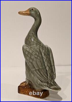 3 pc Vintage Porcelain Celadon Glazed Goose Geese Duck Figurine 9T & (2) 4.5T