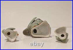 3 pc Vintage Porcelain Celadon Glazed Goose Geese Duck Figurine 9T & (2) 4.5T