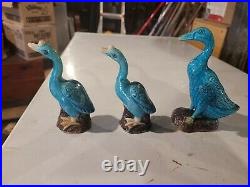 3 vintage chinese porcelain geese