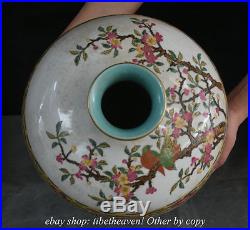 49CM China Colour Enamels Porcelain Gilt Dynasty People Flower Bird Bottle Vase