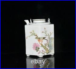 4.6 old antique republican dynasty porcelain flower bird hexagon warm wine pot