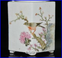 4.6 old antique republican dynasty porcelain flower bird hexagon warm wine pot