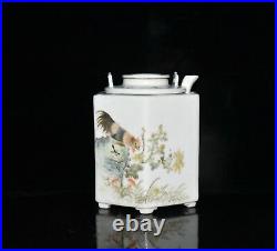 4.6 old antique republican dynasty porcelain flower bird hexagon warm wine pot