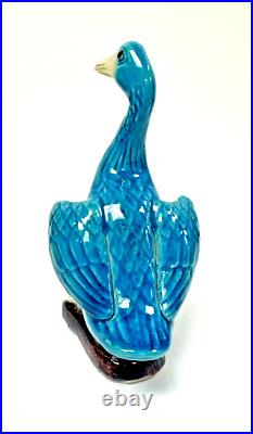 4 Antique Chinese Faience Export Celadon Porcelain Ducks Bird Figurine 6 Inch