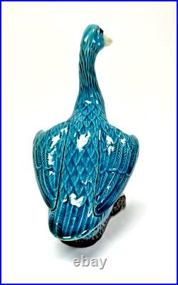 4 Antique Chinese Faience Export Celadon Porcelain Ducks Bird Figurine 6 Inch