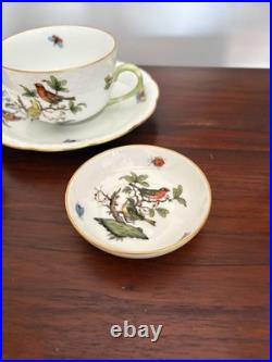 4 Pieces Herend serveware-cup & saucer, bowl, signed saucer -Rothschild & Fruit